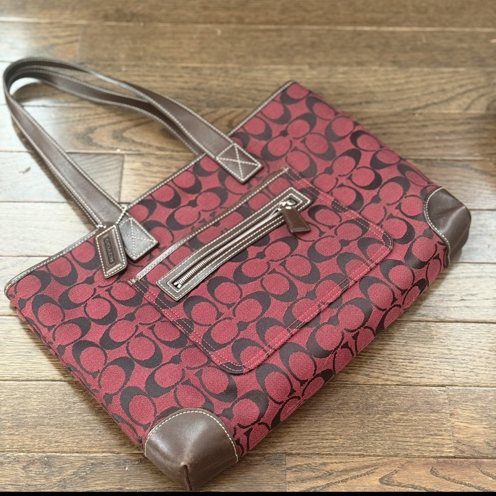 Vintage Coach Signature H2J6082 in Red Canvas
